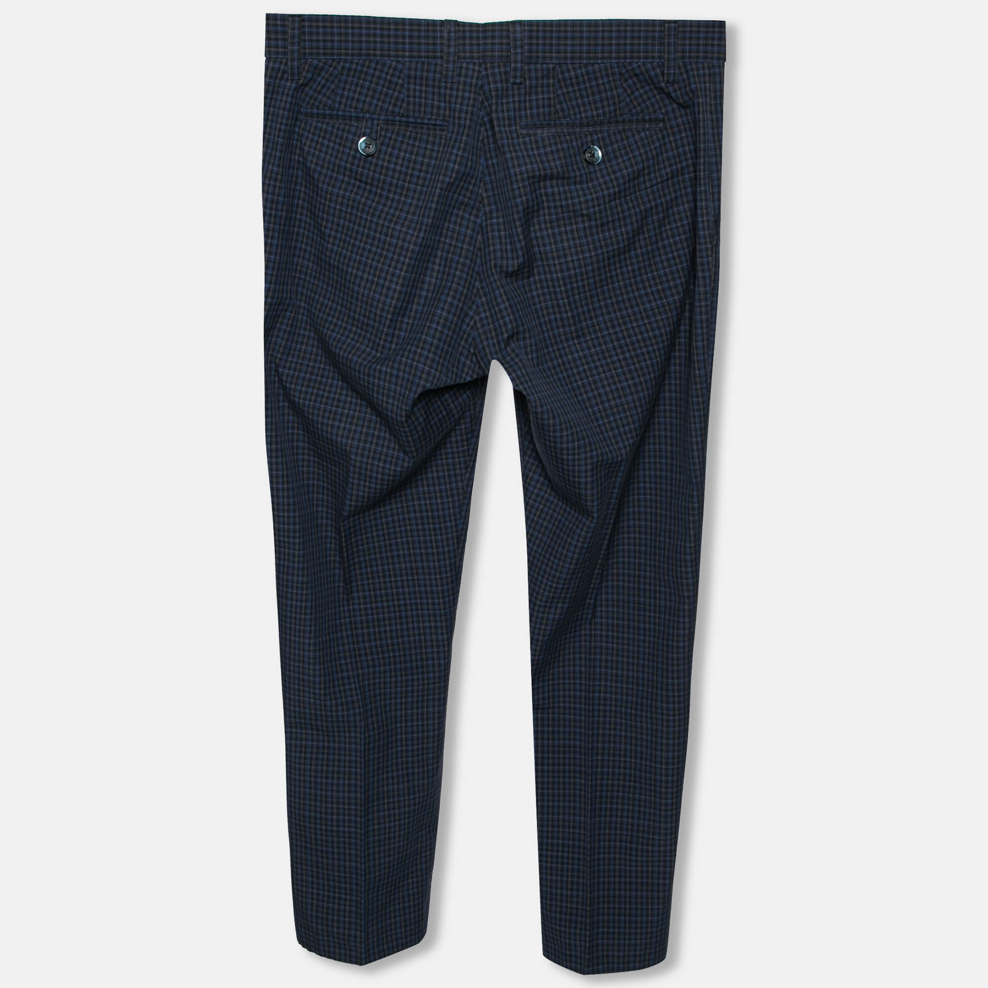

Etro Blue Checked Cotton Tapered Pants