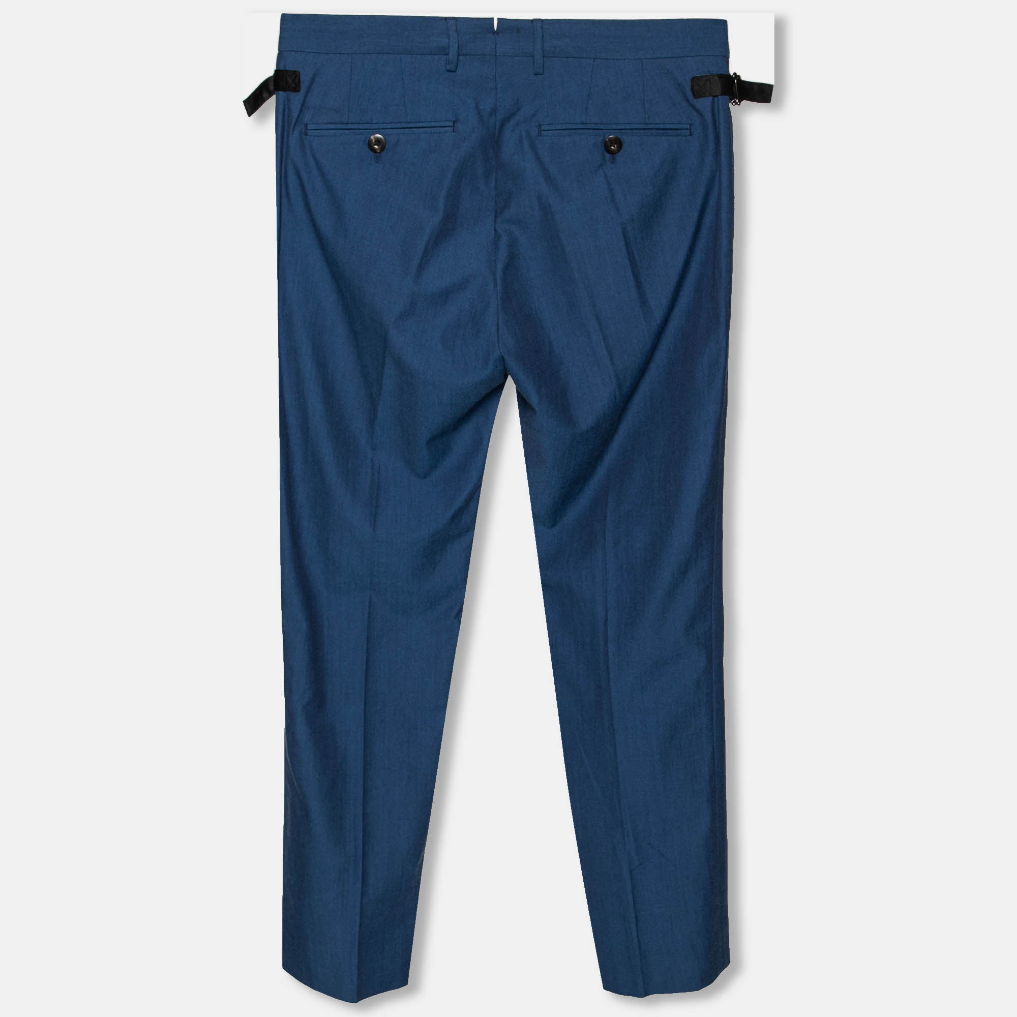 

Etro Blue Textured Satin Trim Detailed Tapered Pants