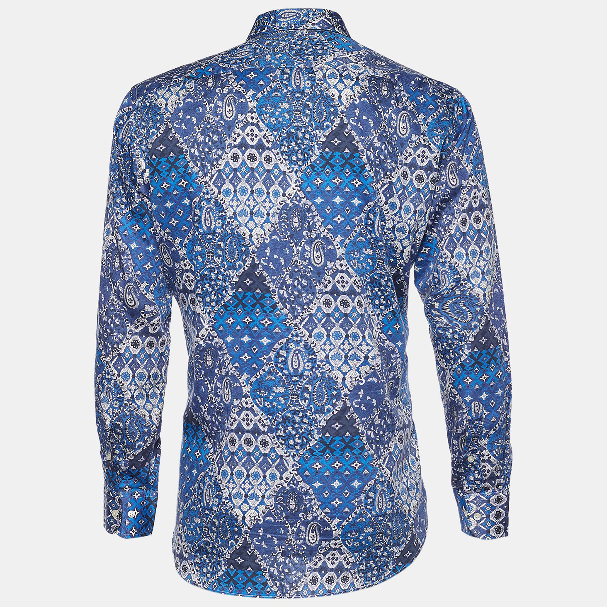 

Etro Blue Paisley Print Cotton Button Front Shirt