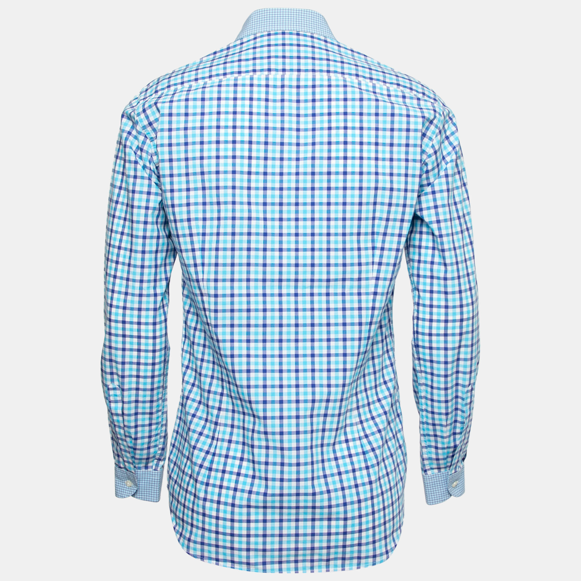 

Etro Blue Checked Cotton Button Front Shirt