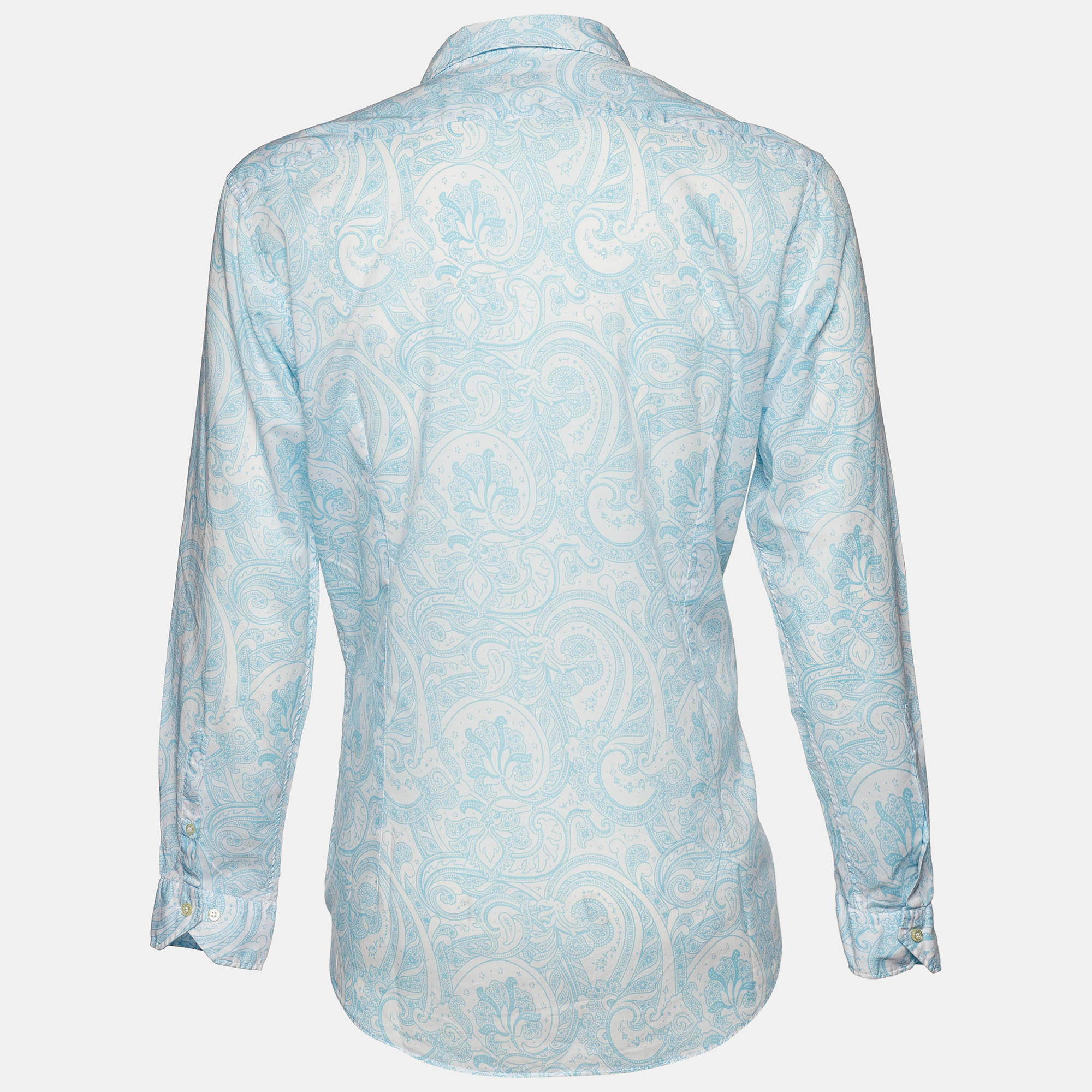 

Etro Blue Paisley Print Cotton Button Front Shirt