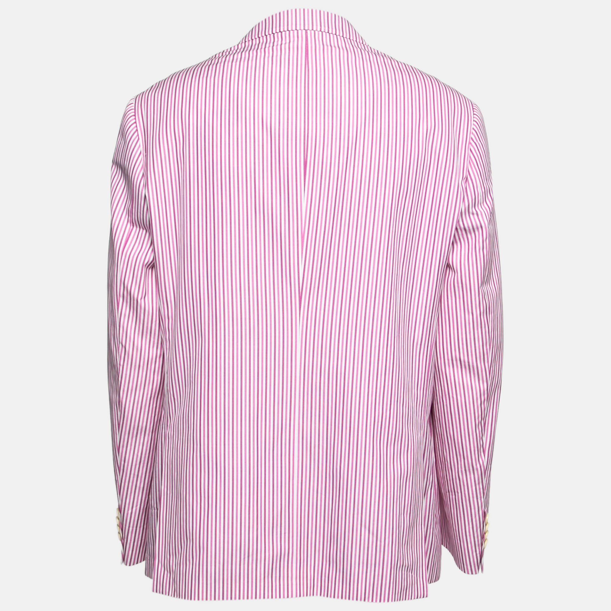 

Etro Pink Striped Cotton Single-Breasted Blazer 3XL