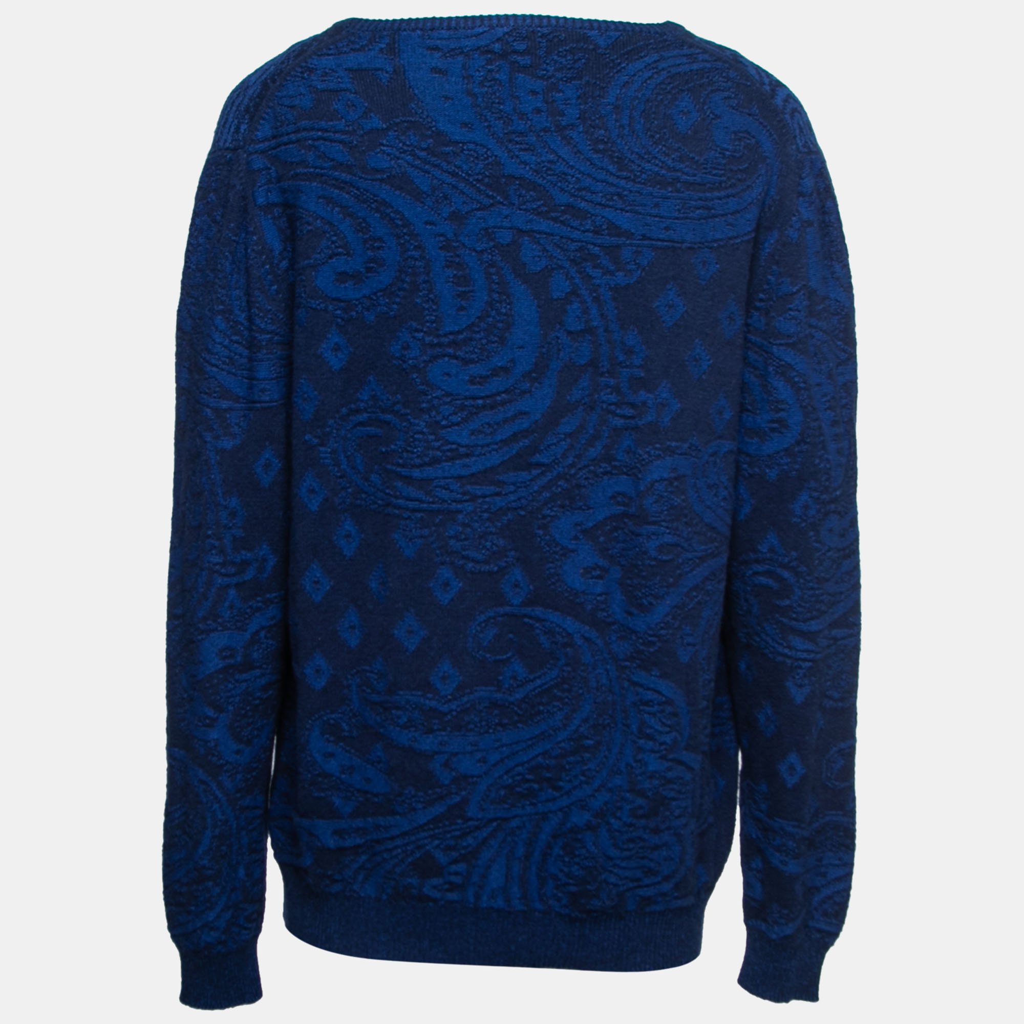 

Etro Blue Paisley Pattern Cashmere Sweater 2XL