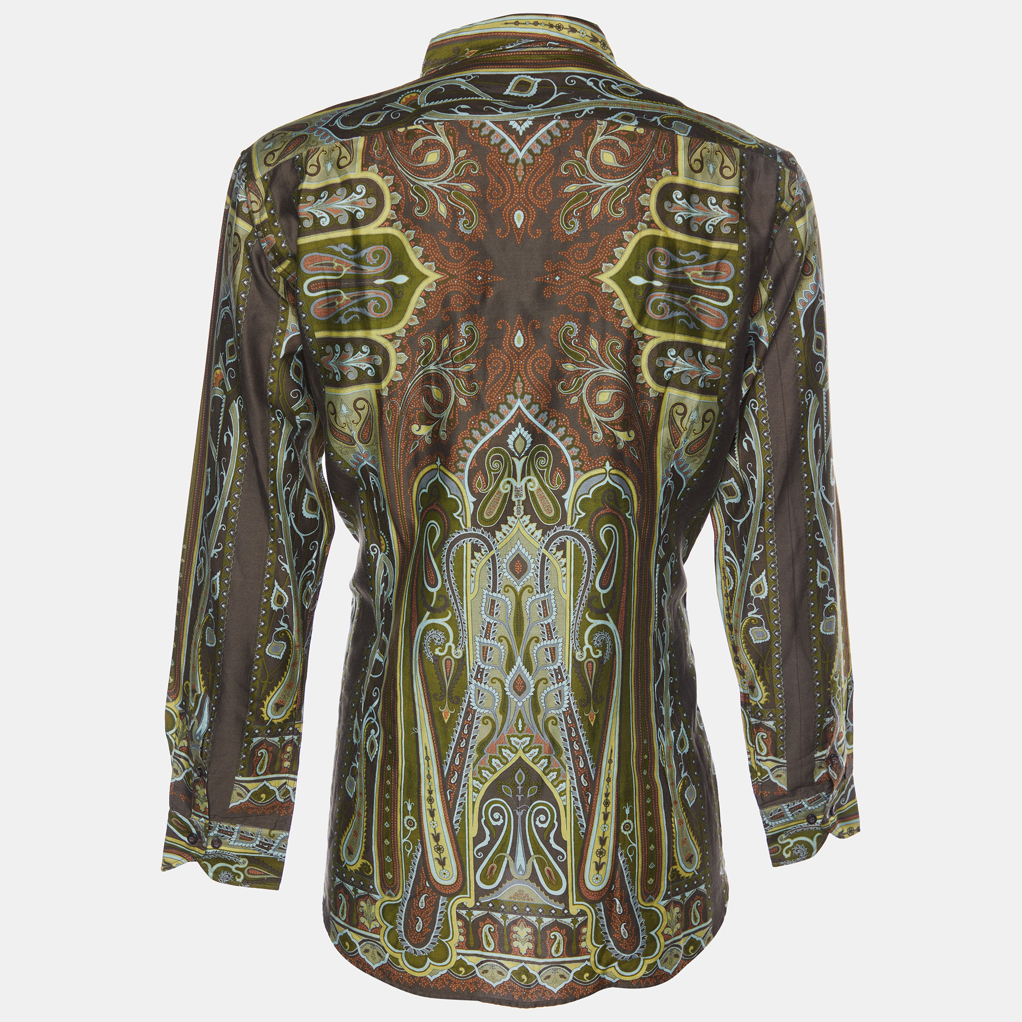 

Etro Green Paisley Print Cotton Long Sleeve Shirt 2XL