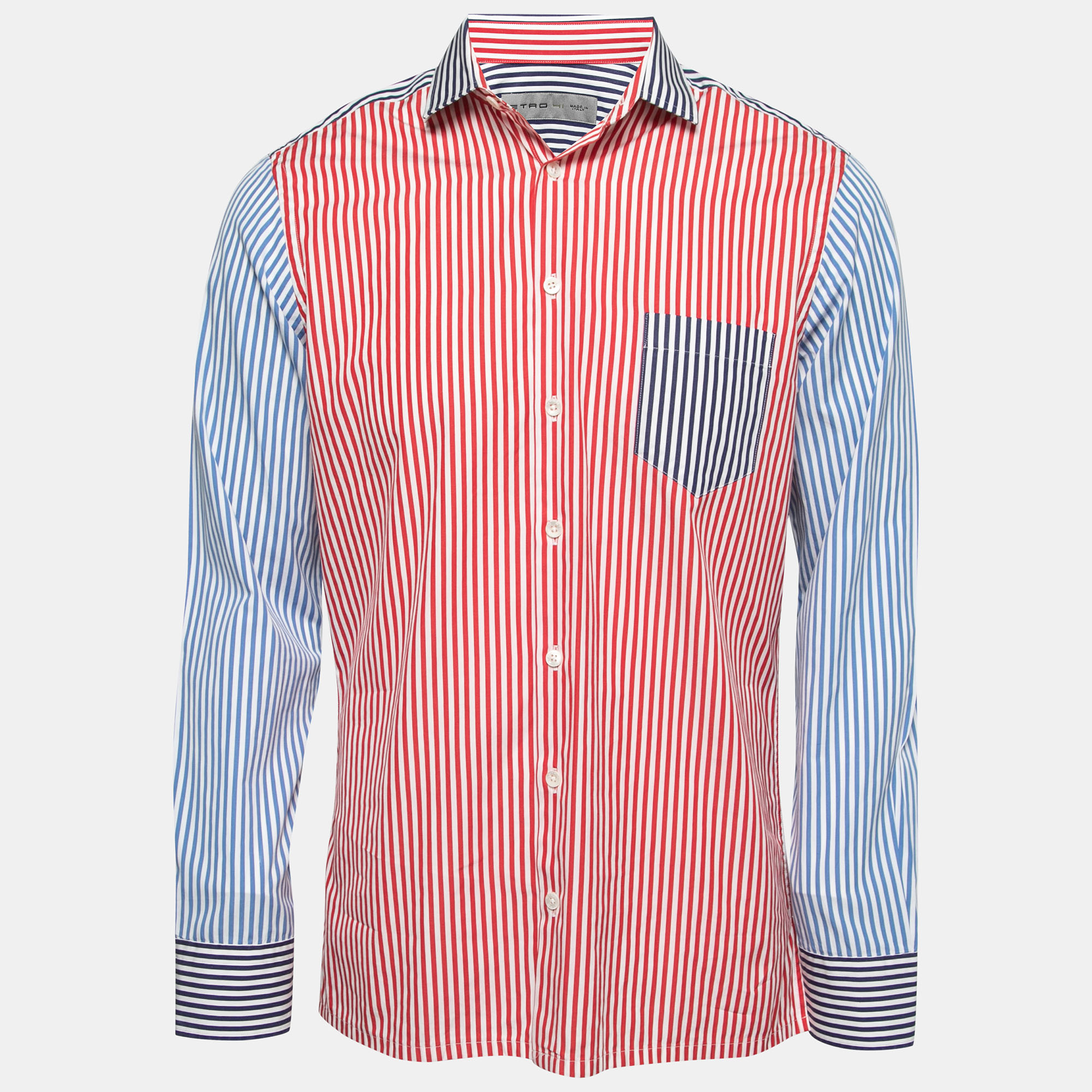 Pre-owned Etro Multicolor Striped Cotton Full Sleeve Shirt L