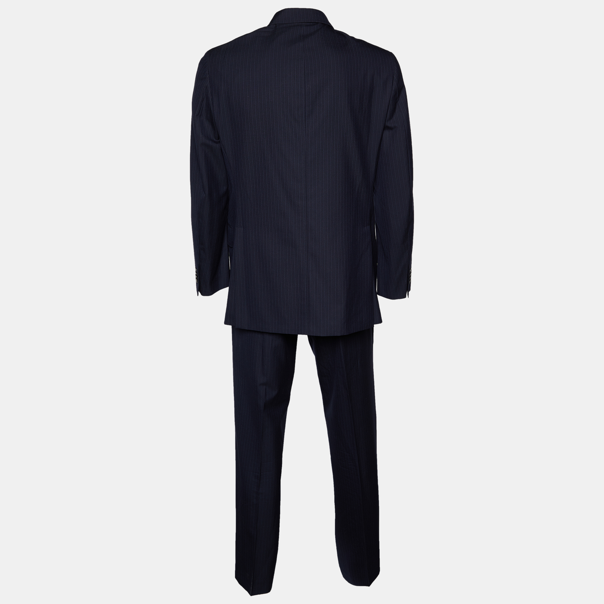 

Etro Navy Blue Pinstriped Wool Suit