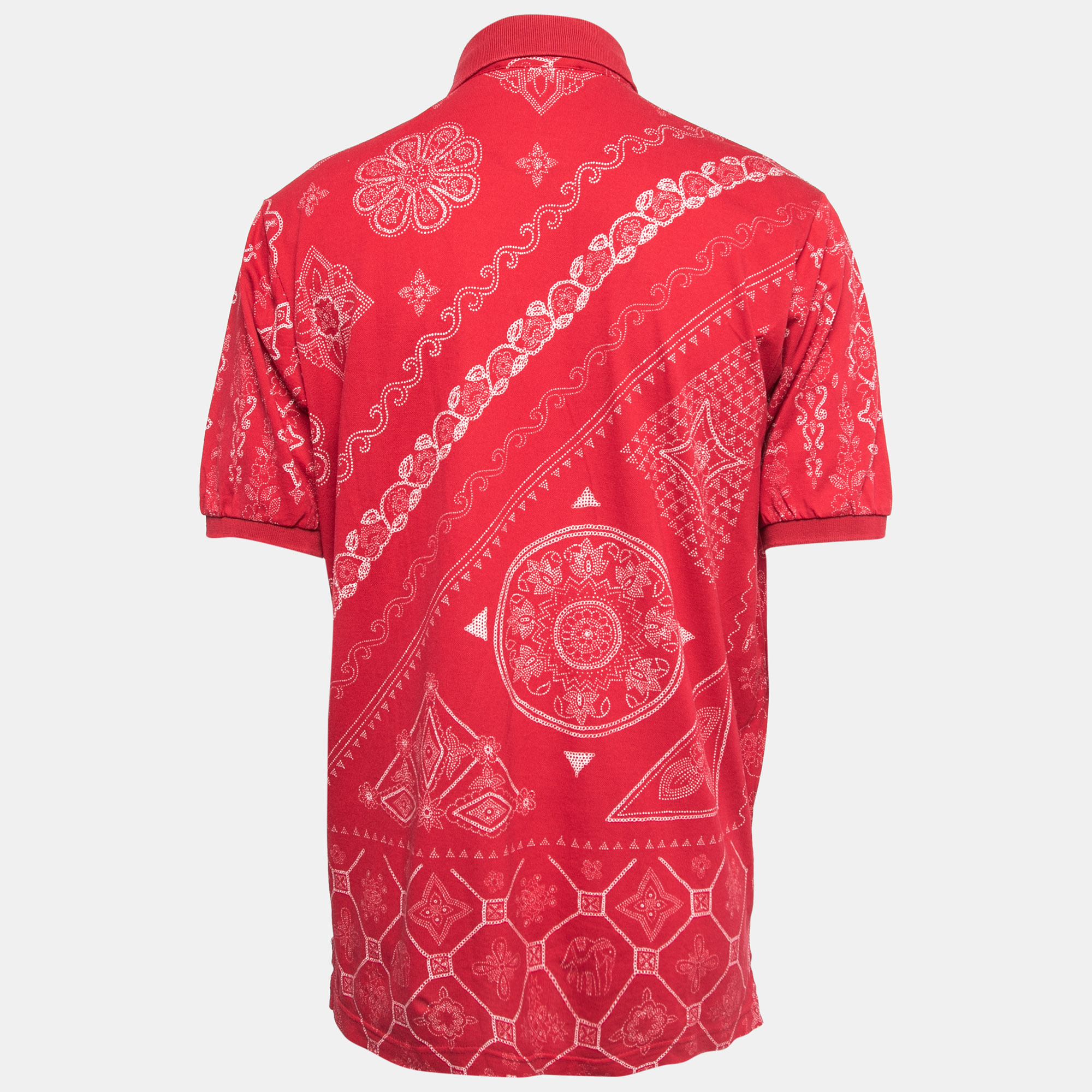 

Etro Red Printed Cotton Half Sleeve Polo T- Shirt