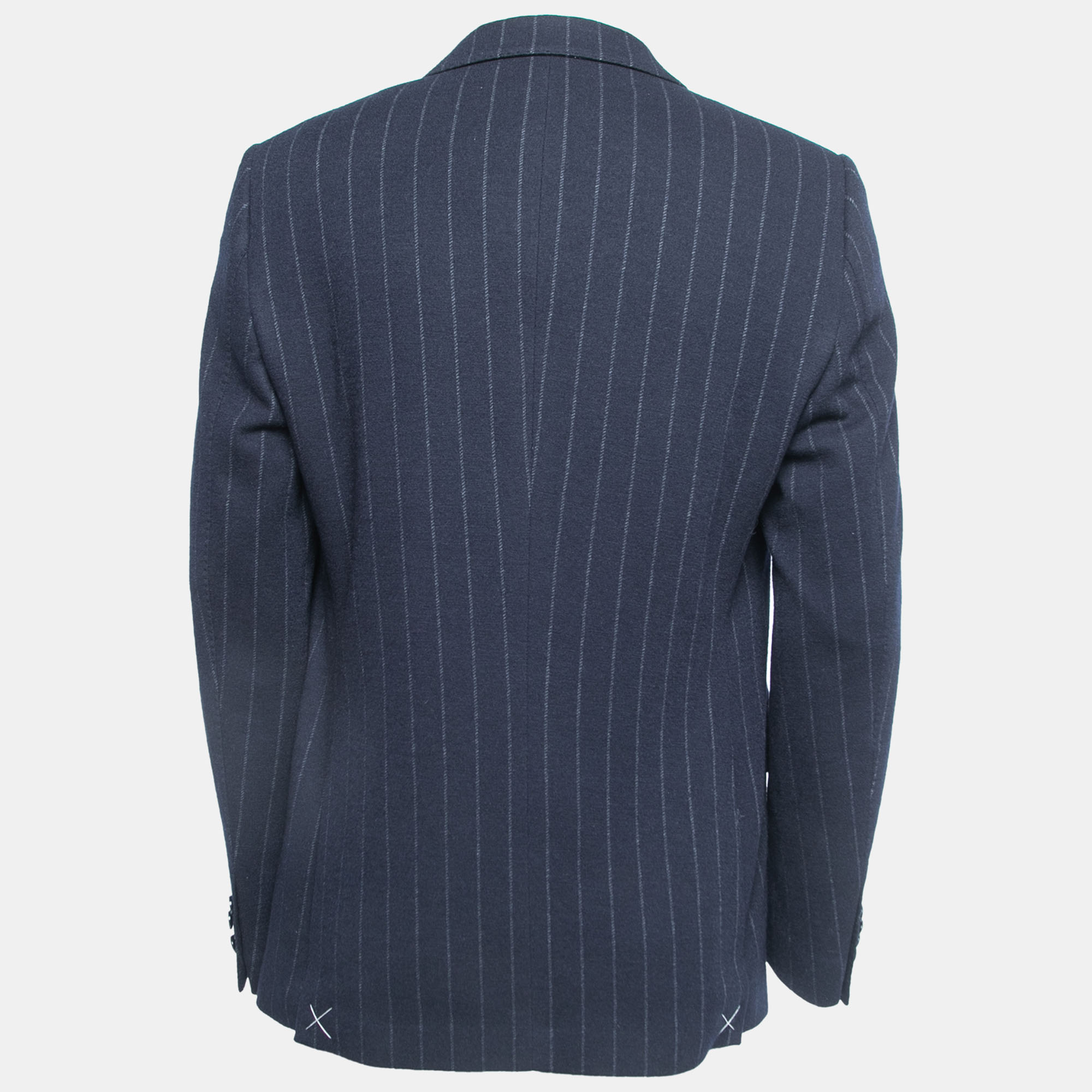 

Etro Navy Navy Blue Striped Wool Blend Double Breasted Blazer
