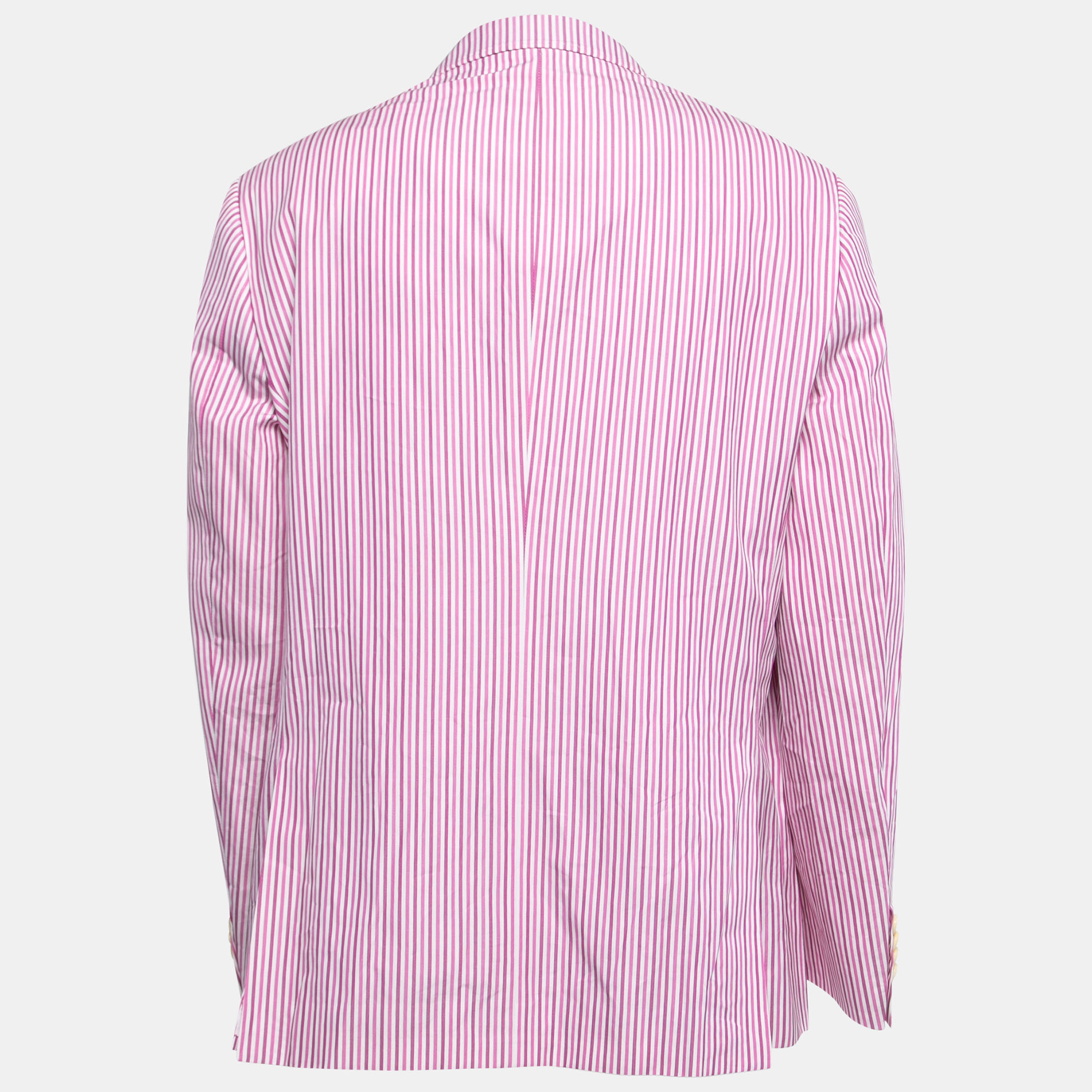 

Etro Pink/White Striped Cotton Single Breasted Blazer