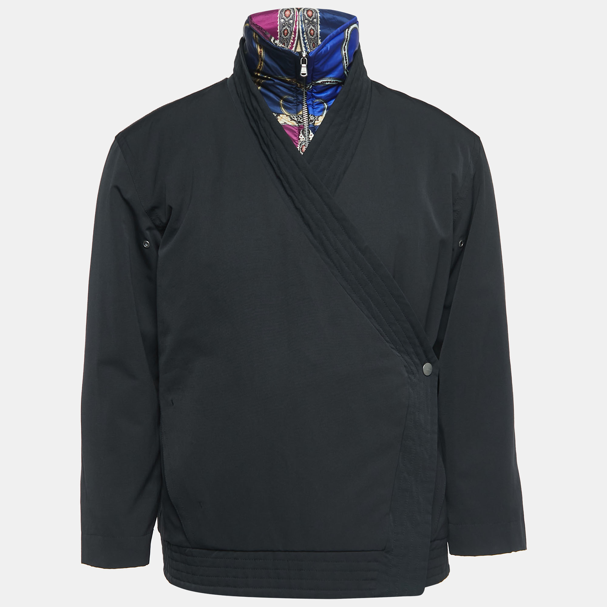 Pre-owned Etro Black Nylon Layered Jacket Xs