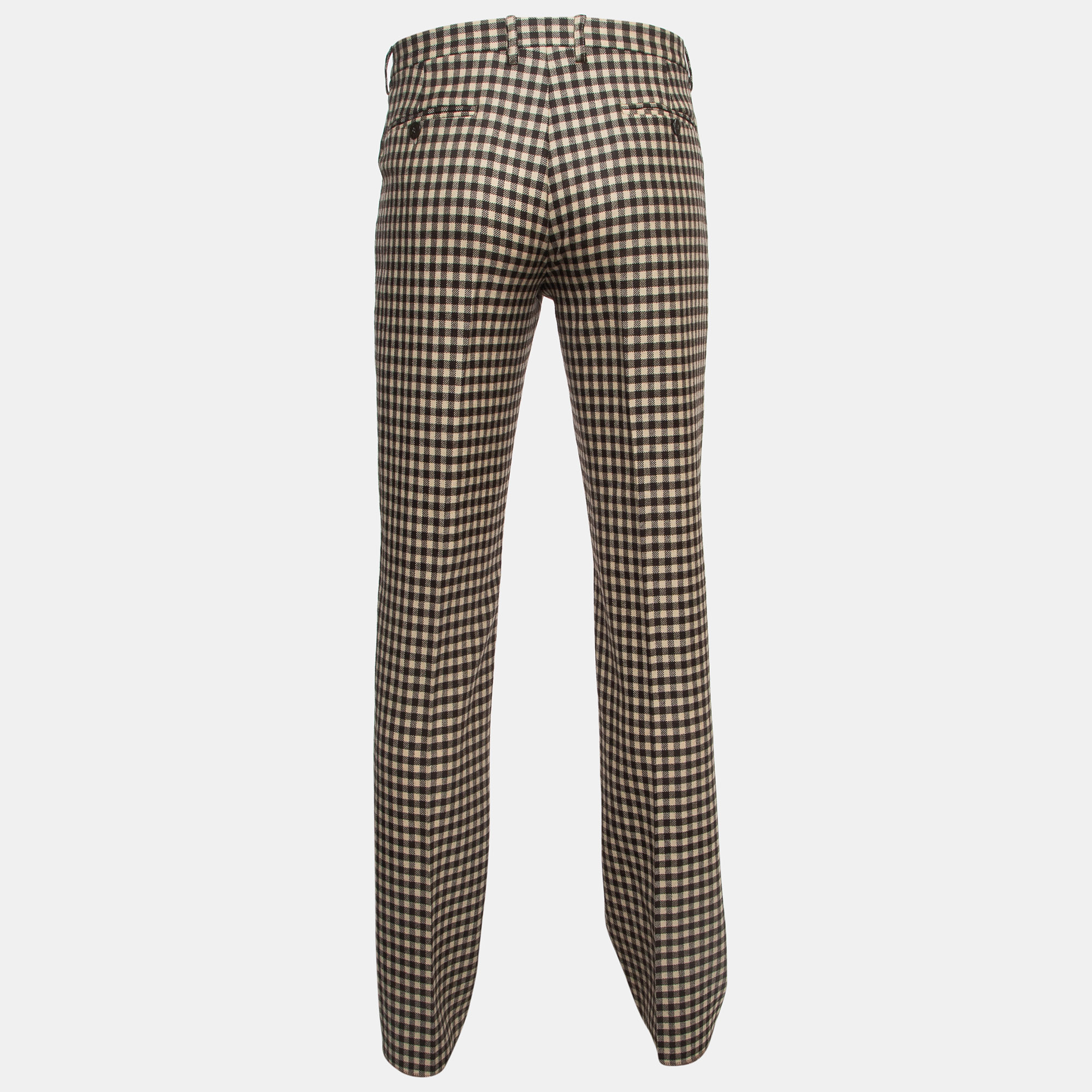 

Etro Brown Checked Wool Tailored Trousers