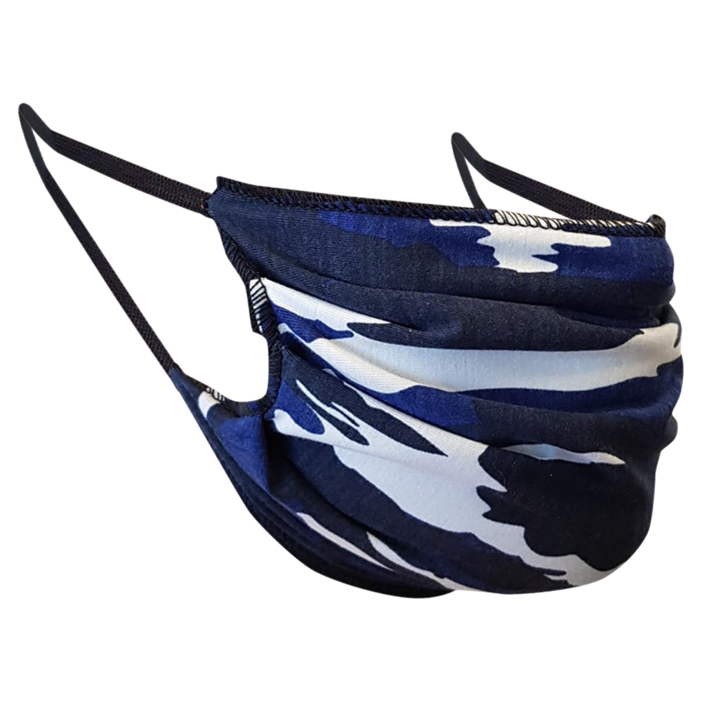 Non-Medical Handmade Navy Blue Camouflage Cotton Face Mask - Pack of 5 (Available for UAE Customers Only)