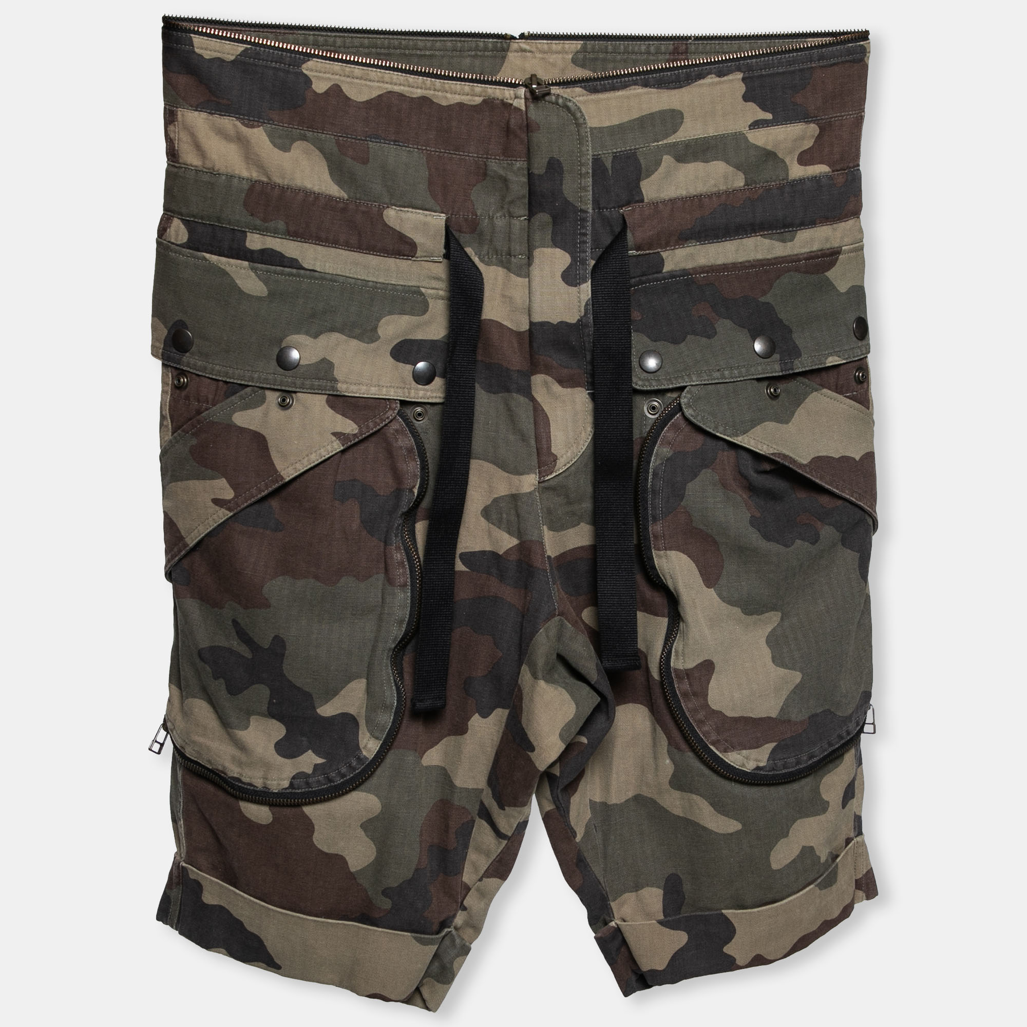 Pre-owned Faith Connexion Camouflage Printed Cotton Rolled Up Cuffs Shorts S In Green