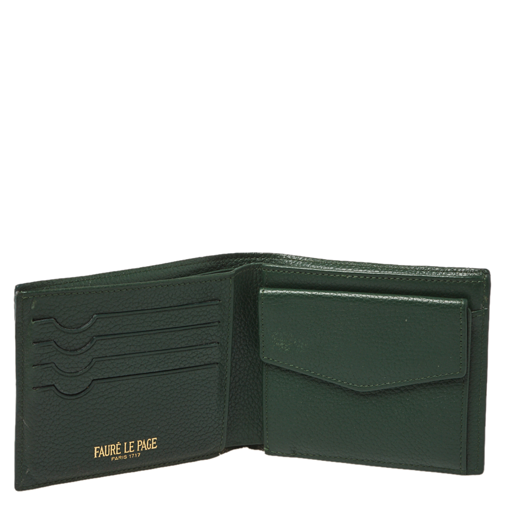 

Faure Le Page Green Coated Canvas Bifold Wallet