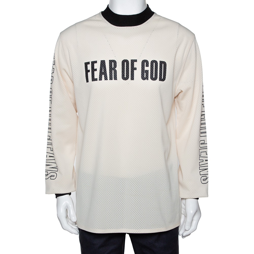 Fear of God Fifth Collection Cream Motocross Mesh Long Sleeve T Shirt S