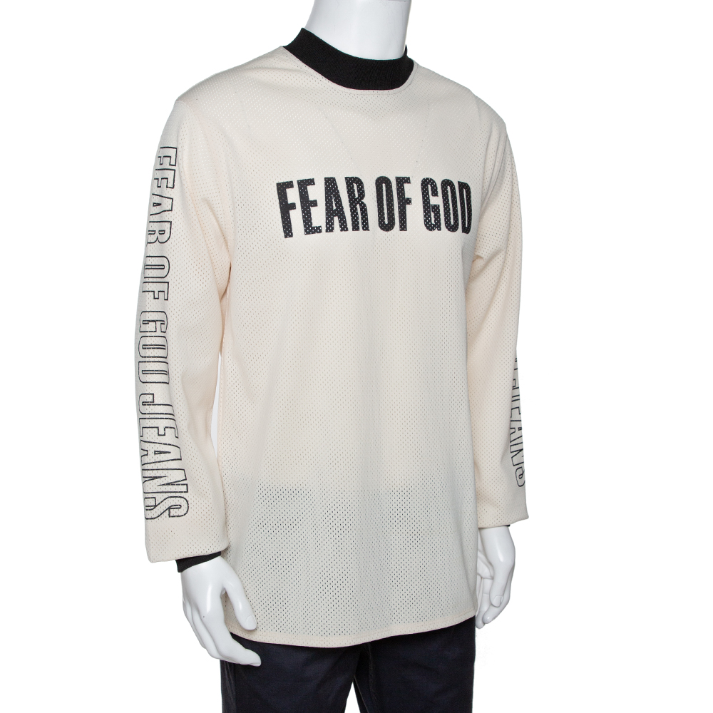 

Fear of God Fifth Collection Cream Motocross Mesh Long Sleeve T Shirt