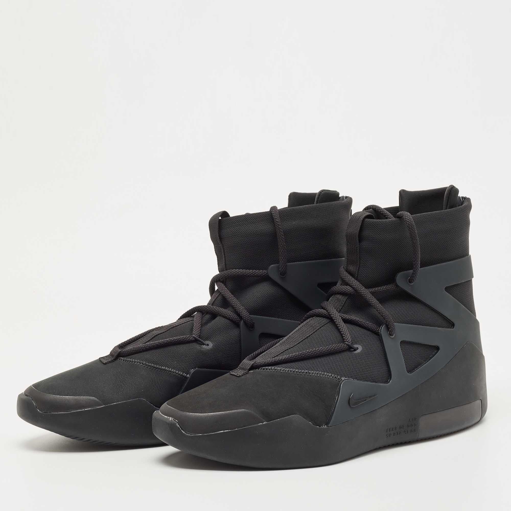 

Fear of God x Nike Black Rubber And Fabric High Top Sneakers Size