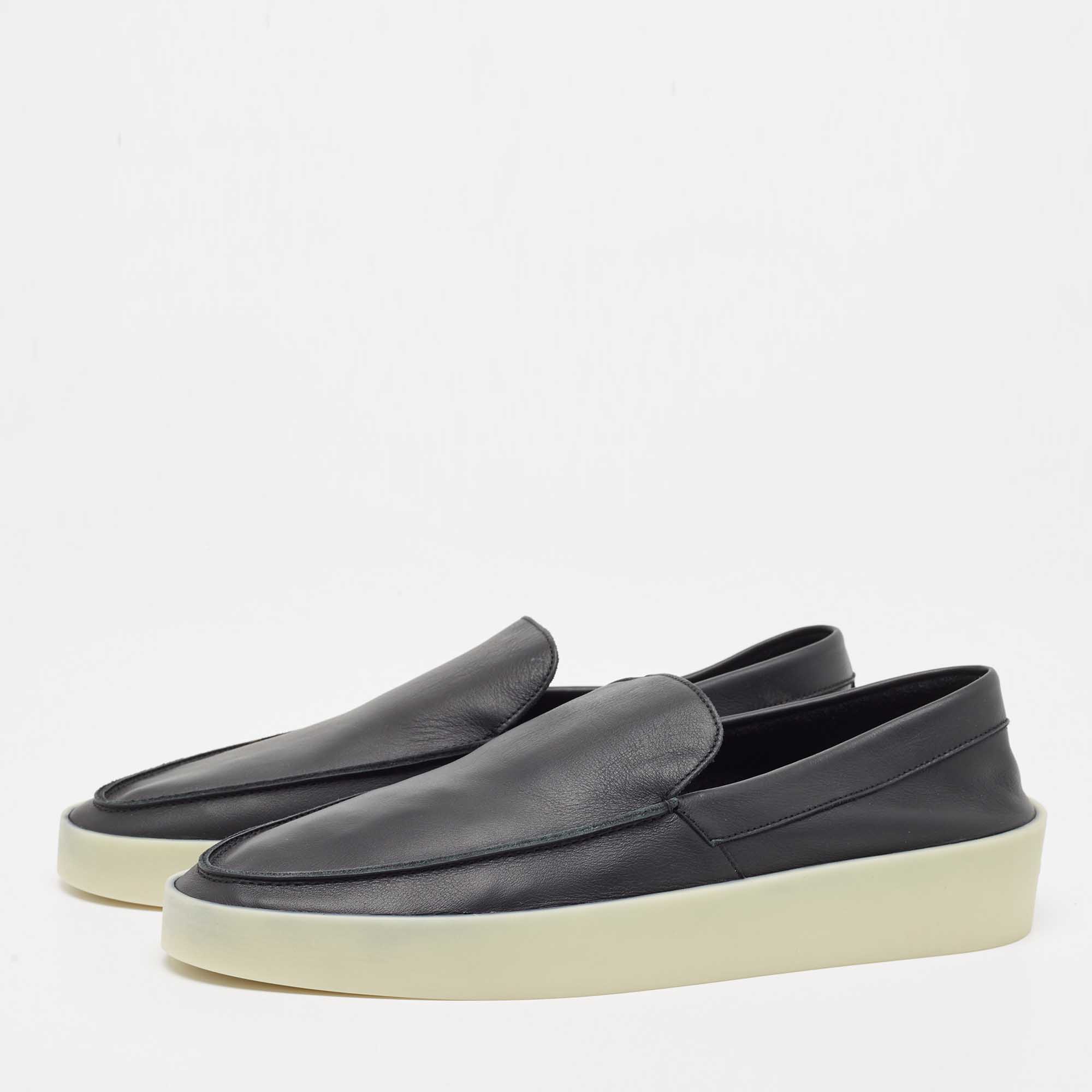 

Fear of God Black Leather Slip On Sneakers Size