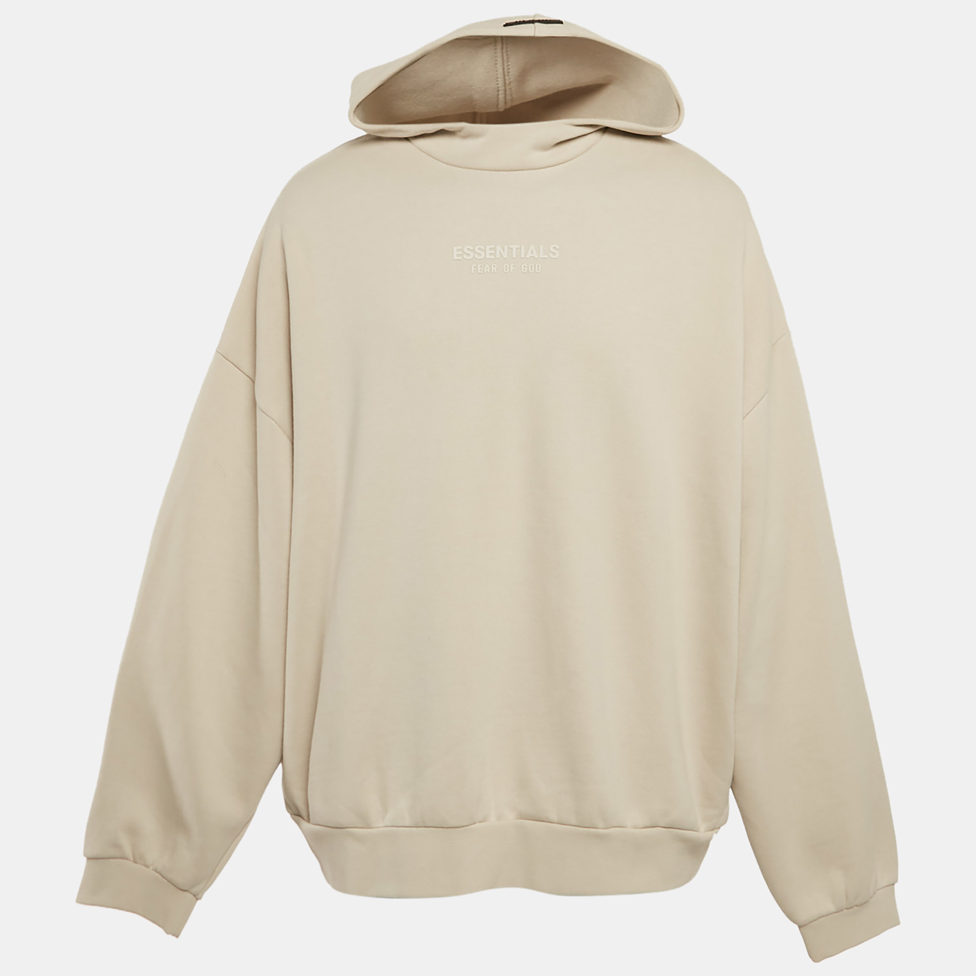 

Fear of God Essentials Logo Print Cotton Hoodie XL, Beige