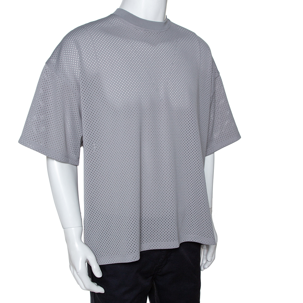 

Fear of God Fifth Collection Grey Perforated Knit Oversized T Shirt