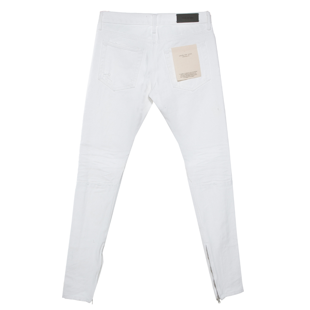 

Fear of God Fourth Collection White Distressed Denim Selvedge Jeans