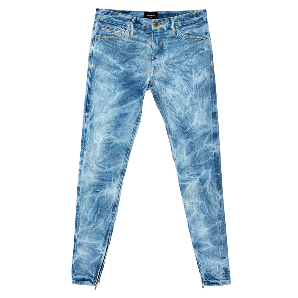 

Fear Of God Indigo Acid Washed Denim Slim Fit Selvedge Jeans M, Blue