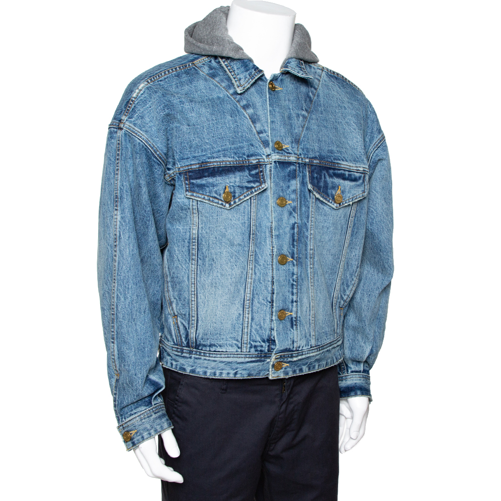 

Fear Of God Fifth Collection Indigo Denim Hooded Trucker Jacket, Blue
