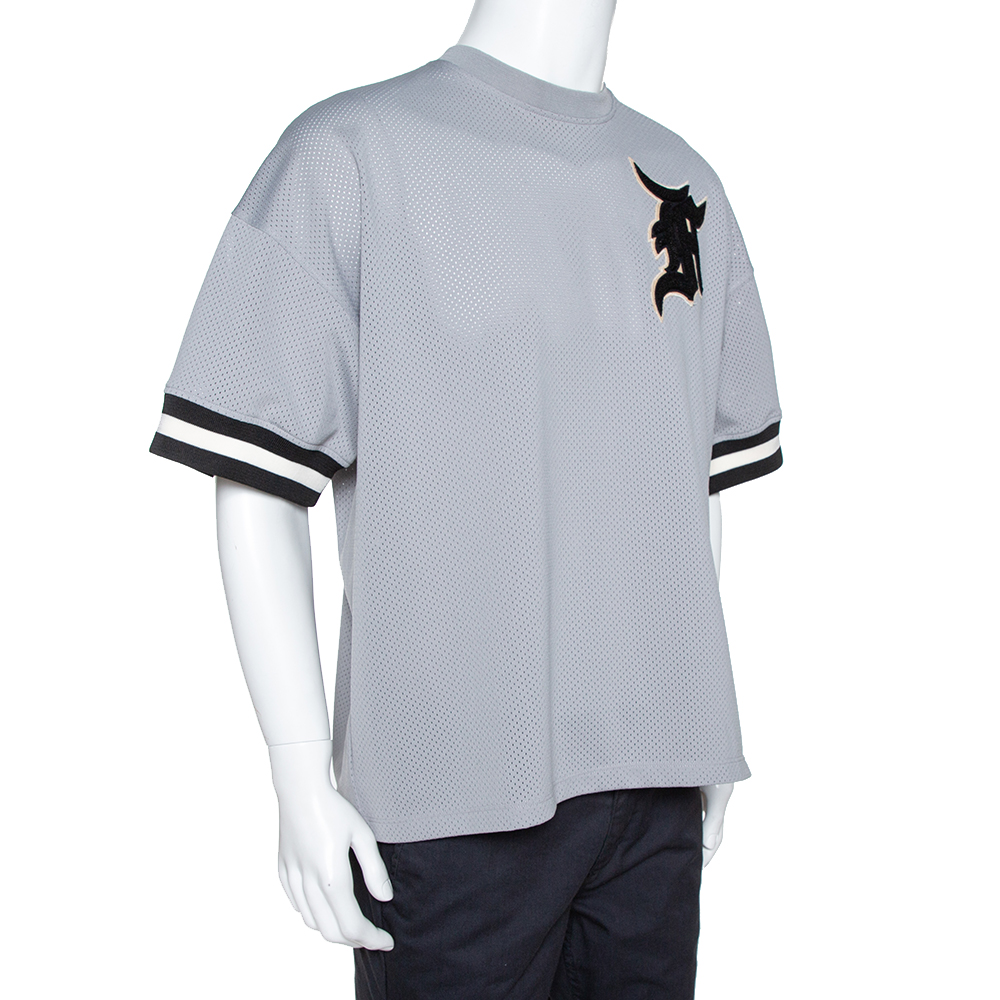 

Fear of God Grey Mesh Baseball Jersey Oversized T-Shirt