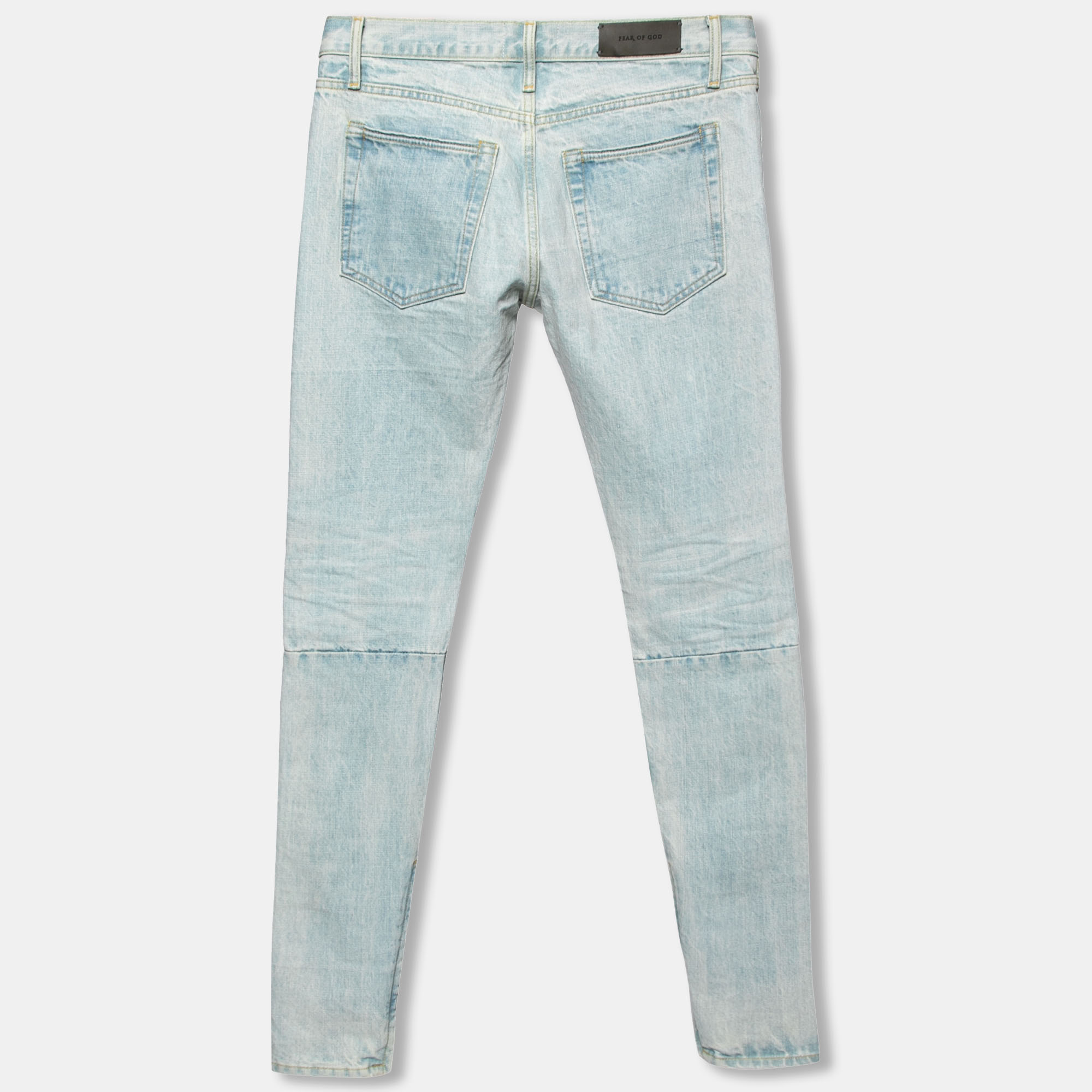 Fear of God Blue Distressed Denim Zipped Hem Slim Fit Jeans M  - buy with discount