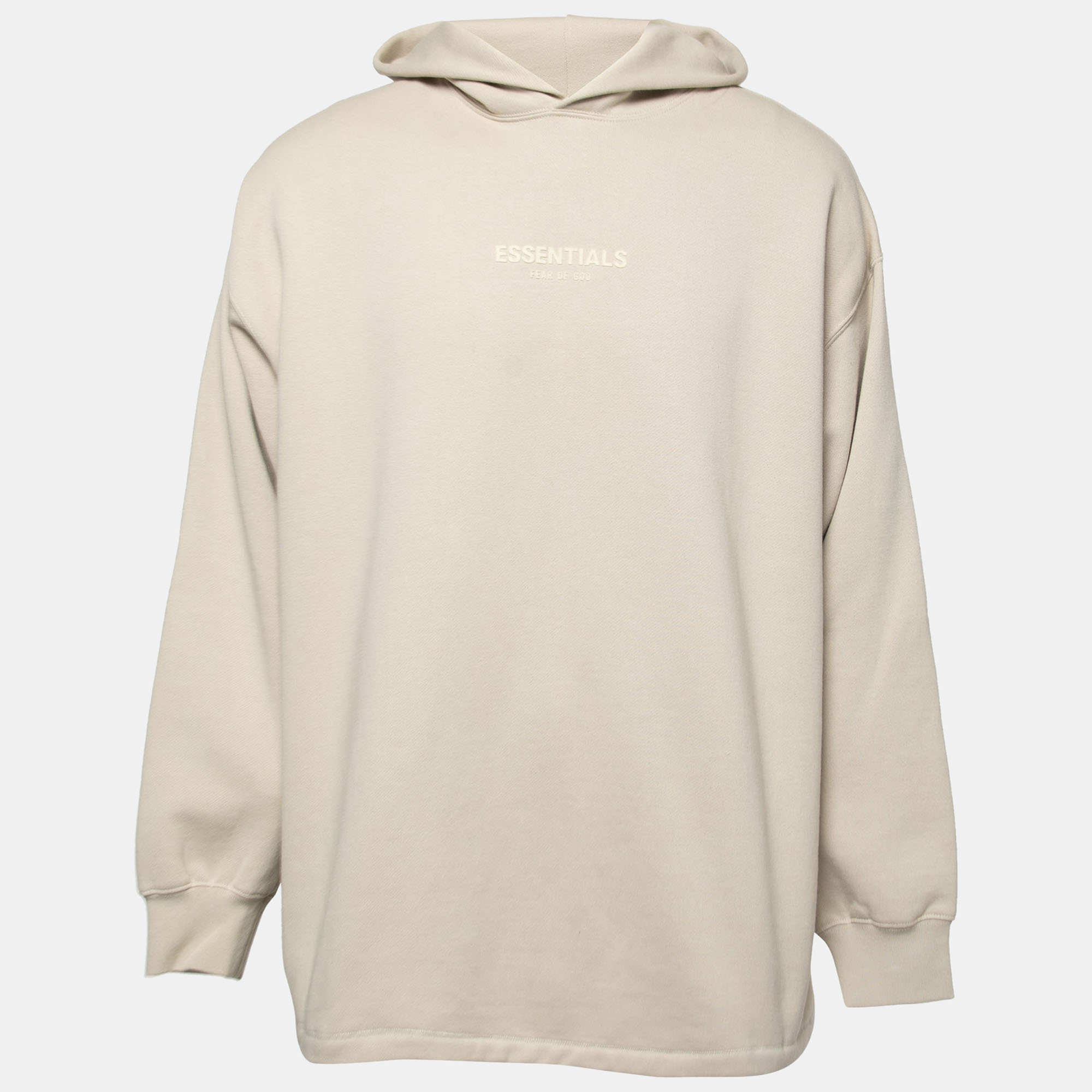 Pre-owned Fear Of God Cream Cotton Jersey Hooded Sweatshirt M