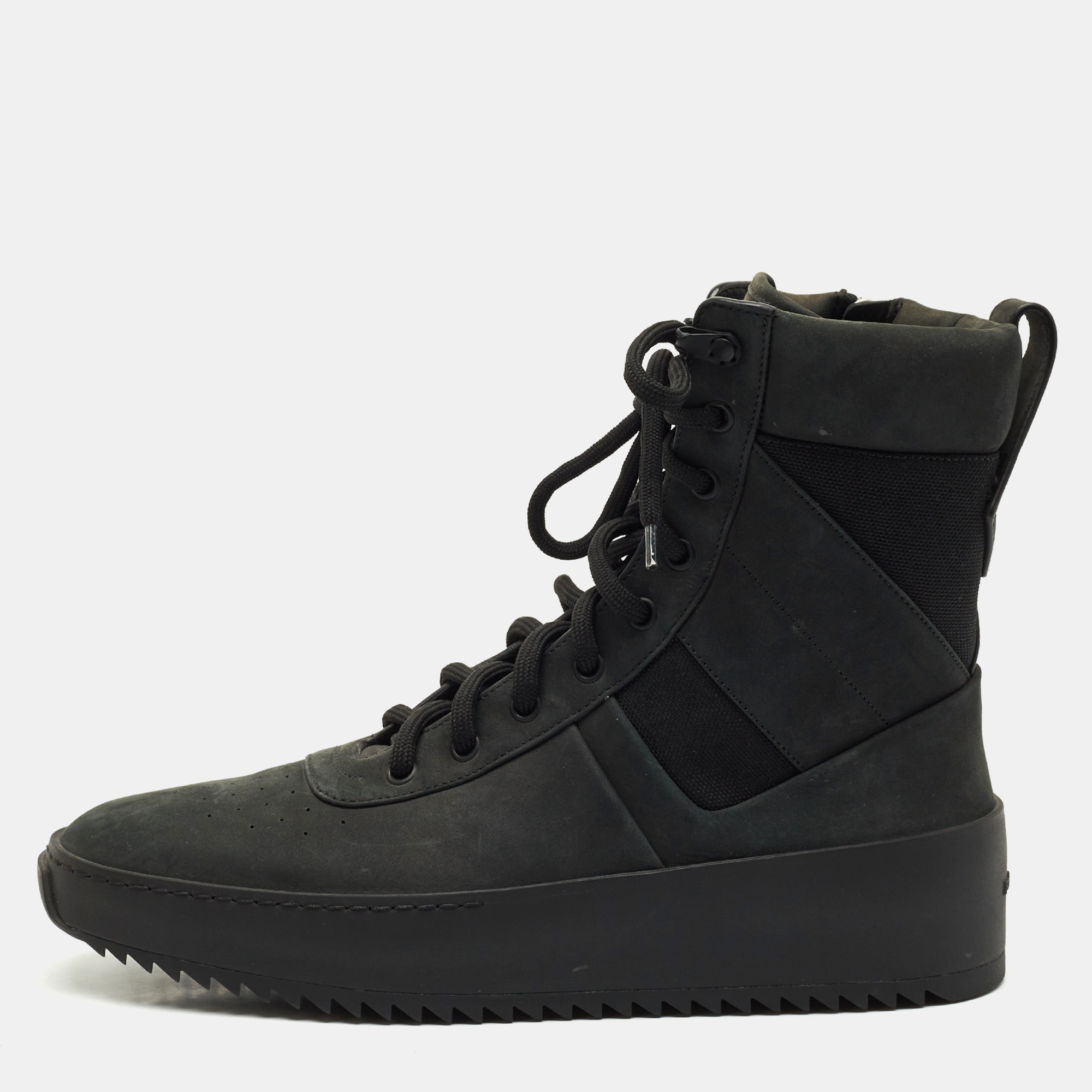 

Fear of God Black Nubuck Leather and Canvas Military Sneakers Size