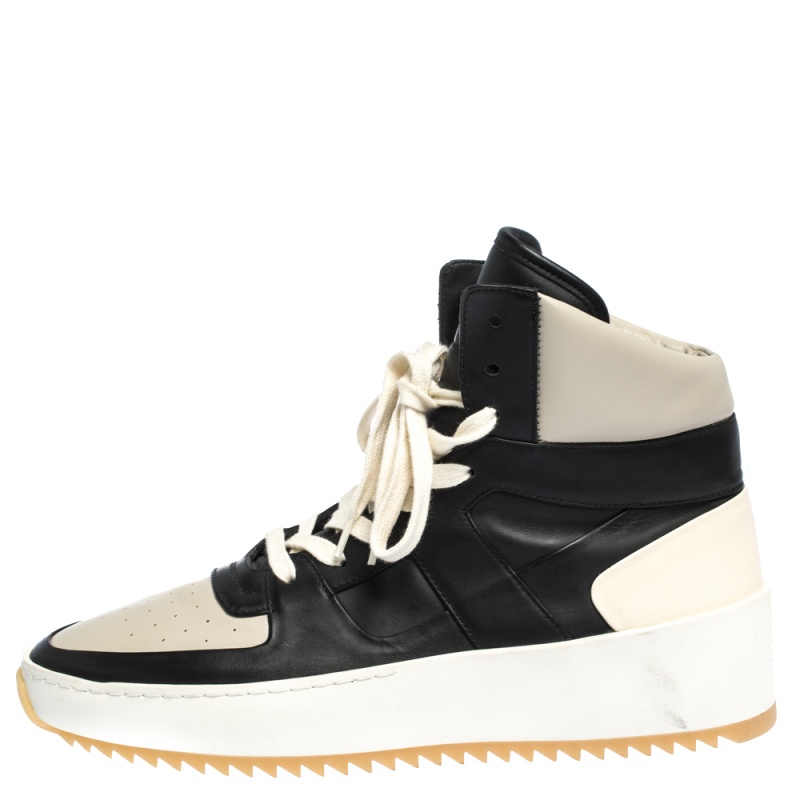 

Fear Of God White/Black Leather Basketball High Top Sneakers Size