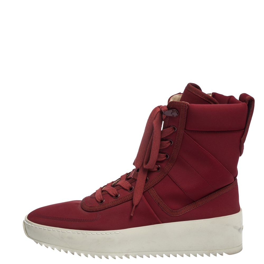 

Fear Of God Burgundy Canvas Jungle High Top Sneakers Size