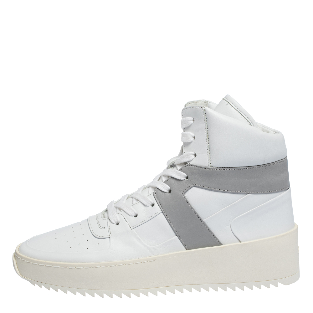 

Fear Of God White/Grey Leather Basketball High Top Sneakers Size