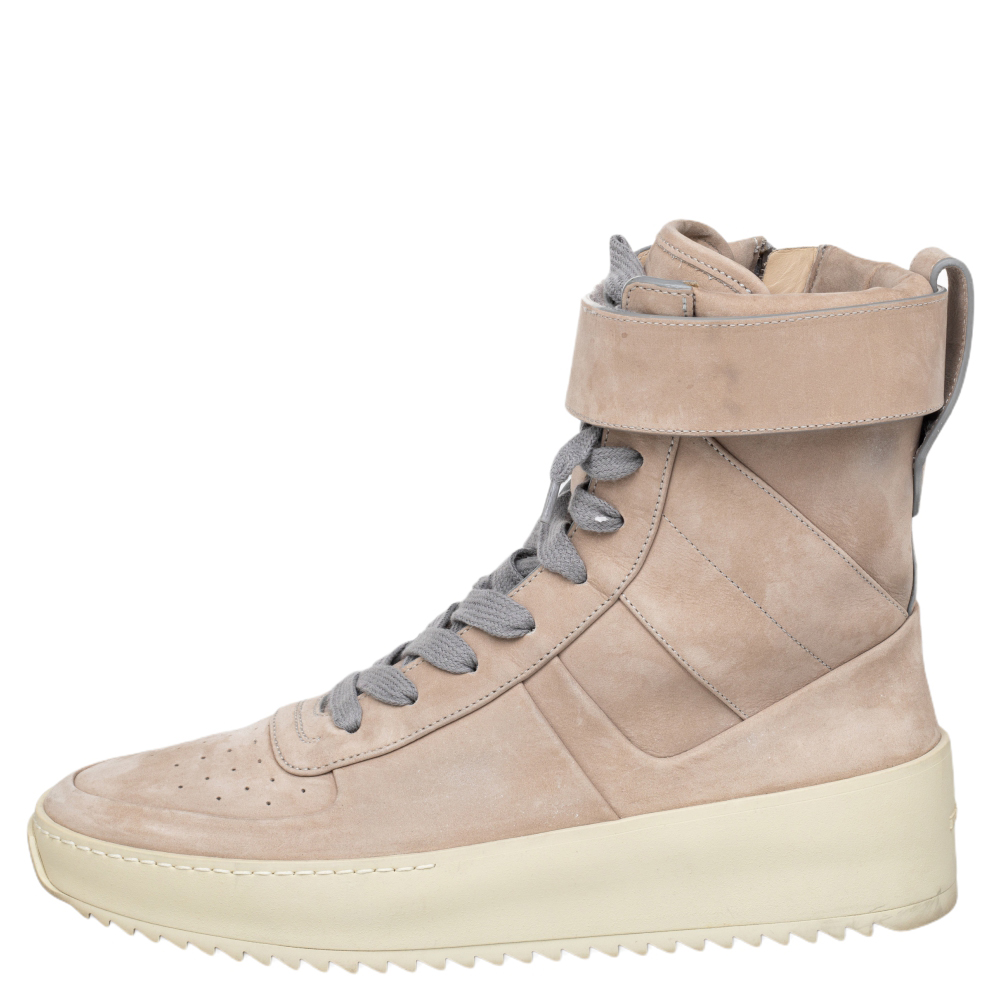 

Fear Of God Beige/Grey Suede Military High Top Sneakers Size