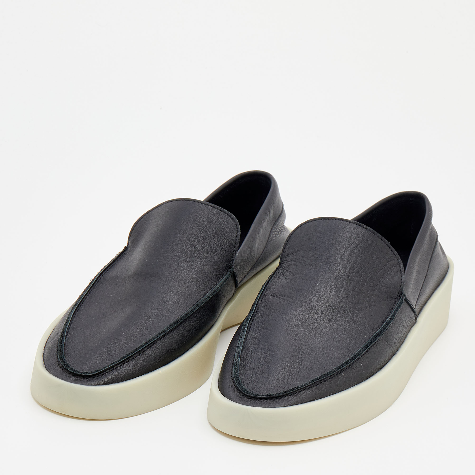 

Fear of God Black Leather Slip On Sneakers Size