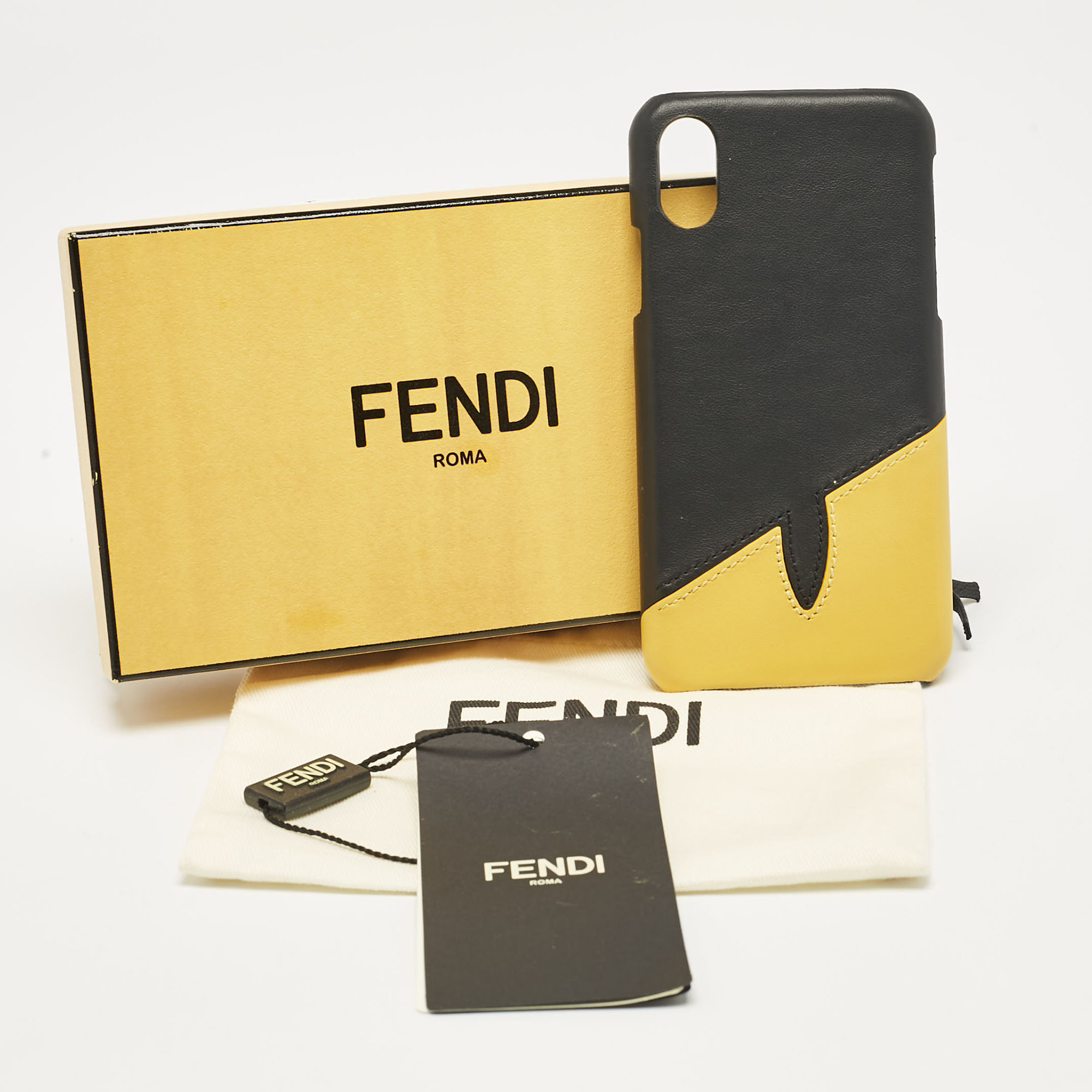 Fendi Black/Yellow Leather iPhone X Cover 