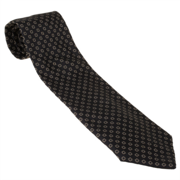 مملوكة مسبقًا Fendi Black Silk Embroidered Tie