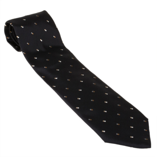 مملوكة مسبقًا Fendi Black Silk Embroidered Tie
