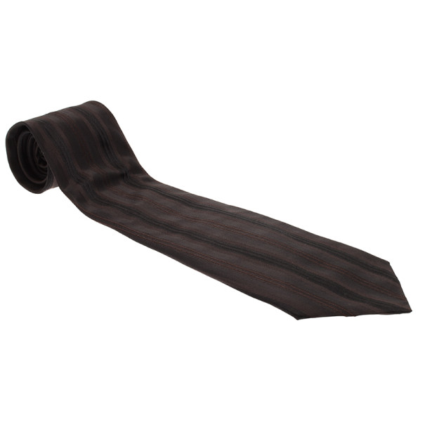 Fendi Black Striped Silk Tie