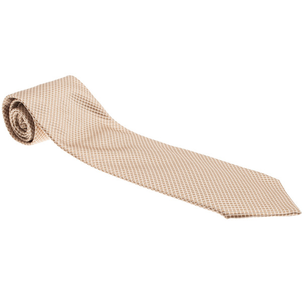 Pre Owned Fendi Gold Embroidered Silk Tie