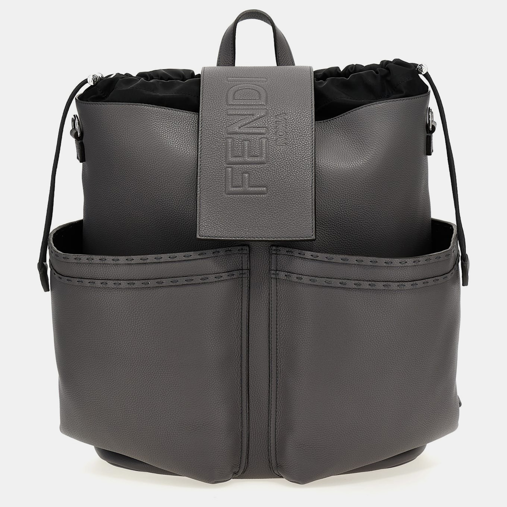 Pre-owned Fendi Roma Backpack In Grey