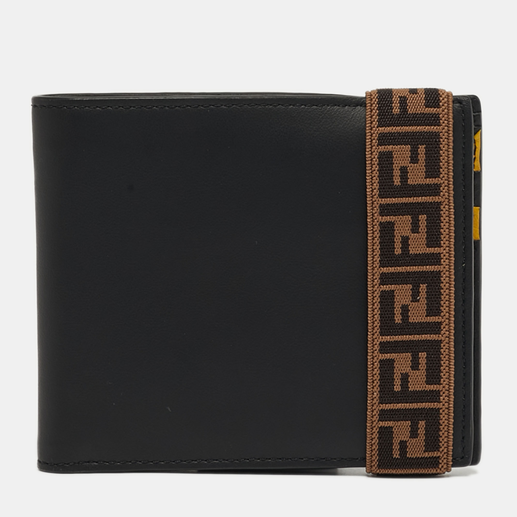 

Fendi Zucca Strap Black Leather Bifold Wallet