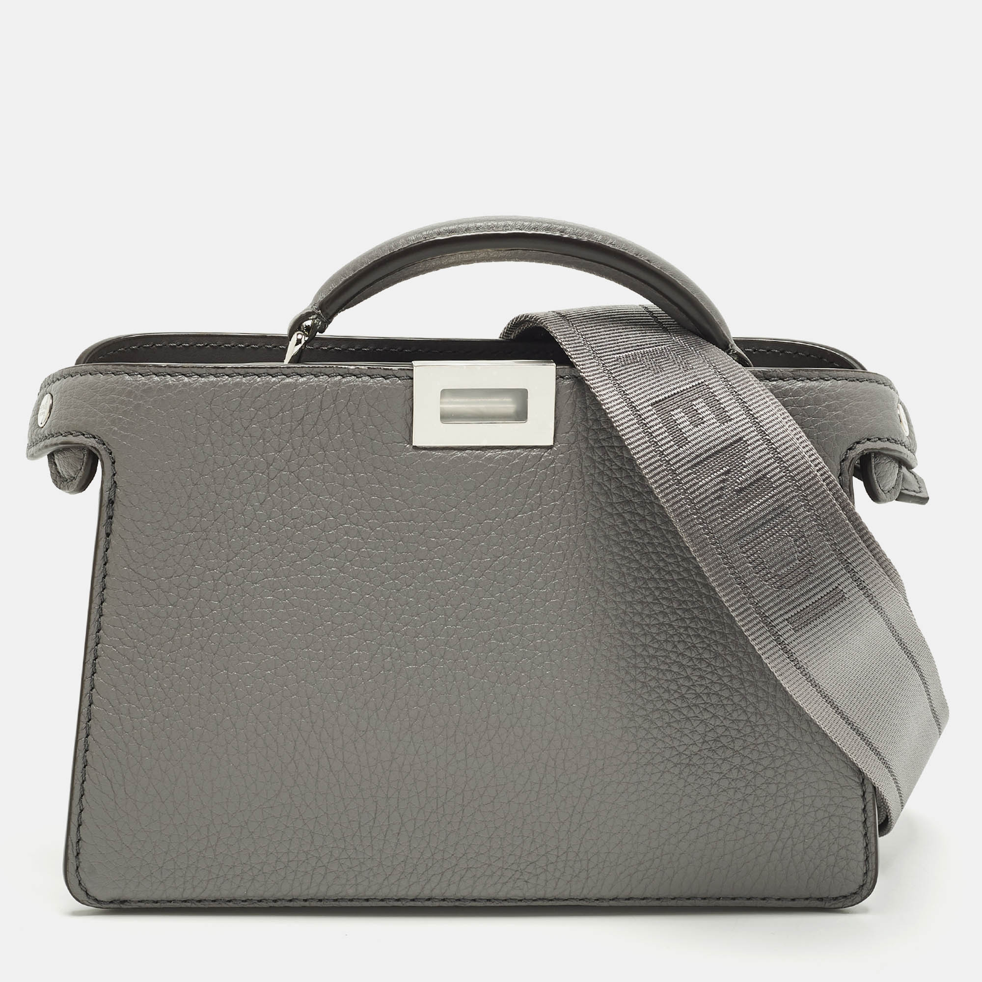 

Fendi Peekaboo ISeeU X-Cross Grey Leather Top Handle Bag