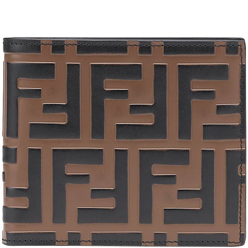 Pre Owned Fendi Two Tone Zucca Leather Bifold Wallet