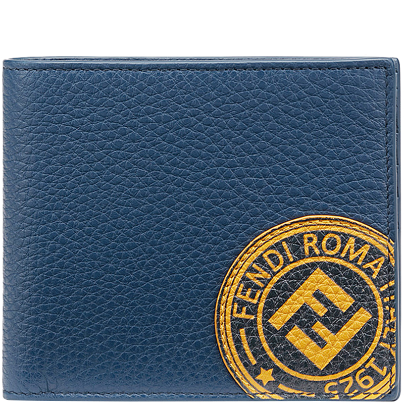 Fendi Blue Roman Leather Bifold Wallet
