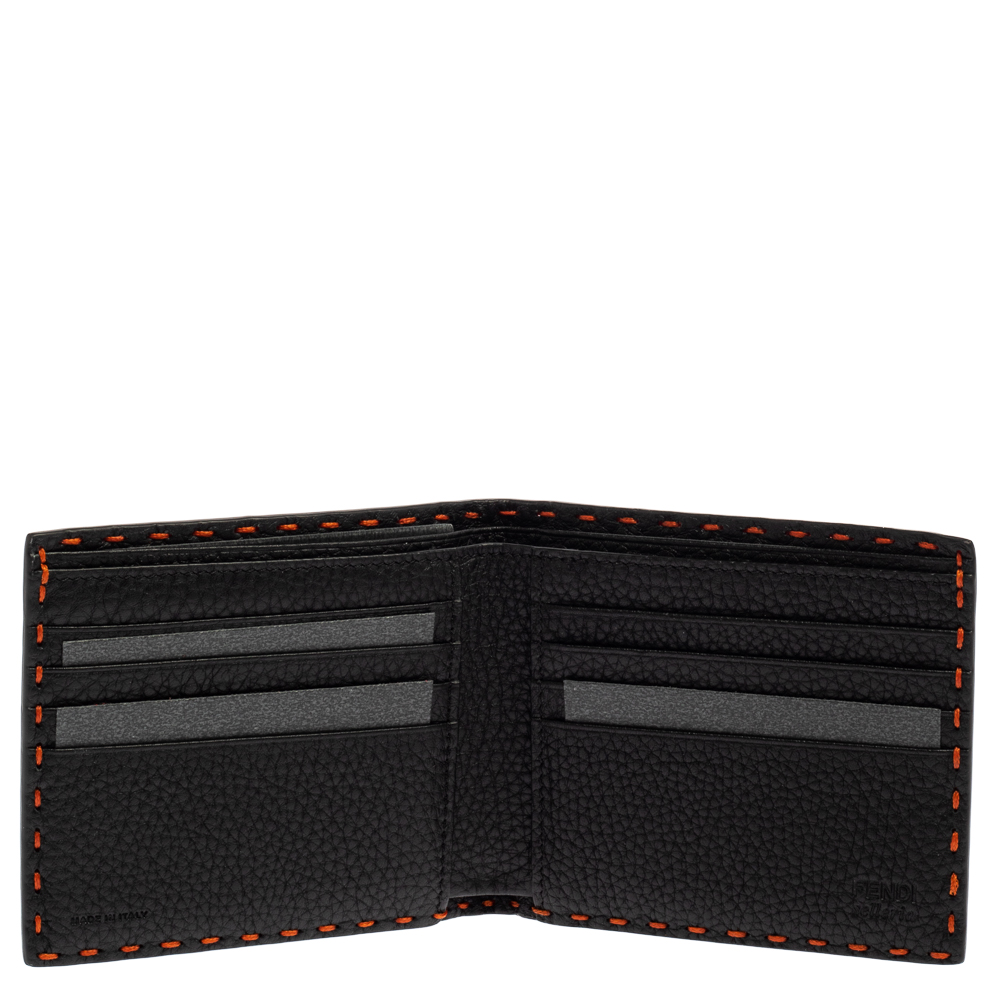 

Fendi Orange Selleria Leather Bifold Wallet
