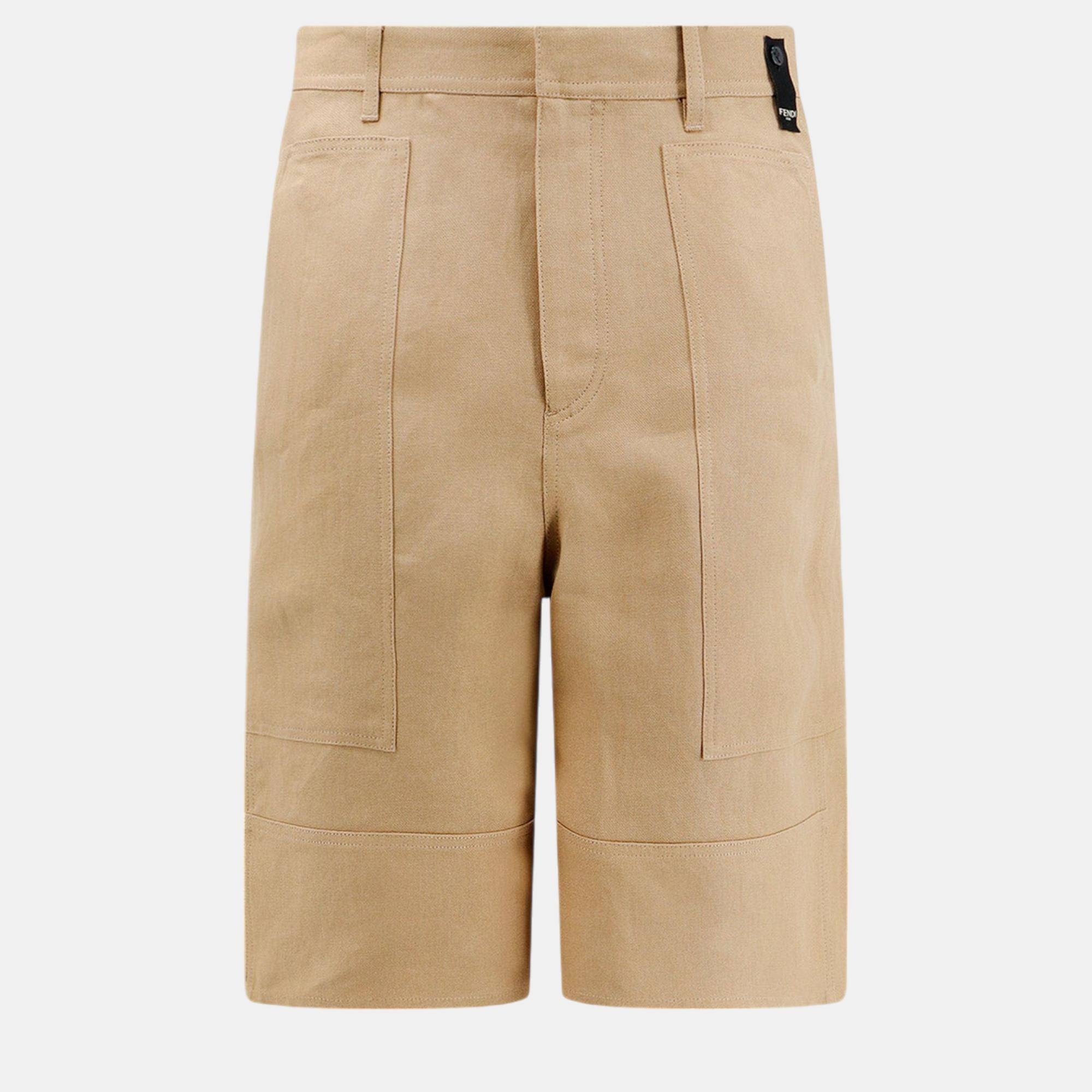 

Fendi Beige Paper Canvas Bermuda Shorts