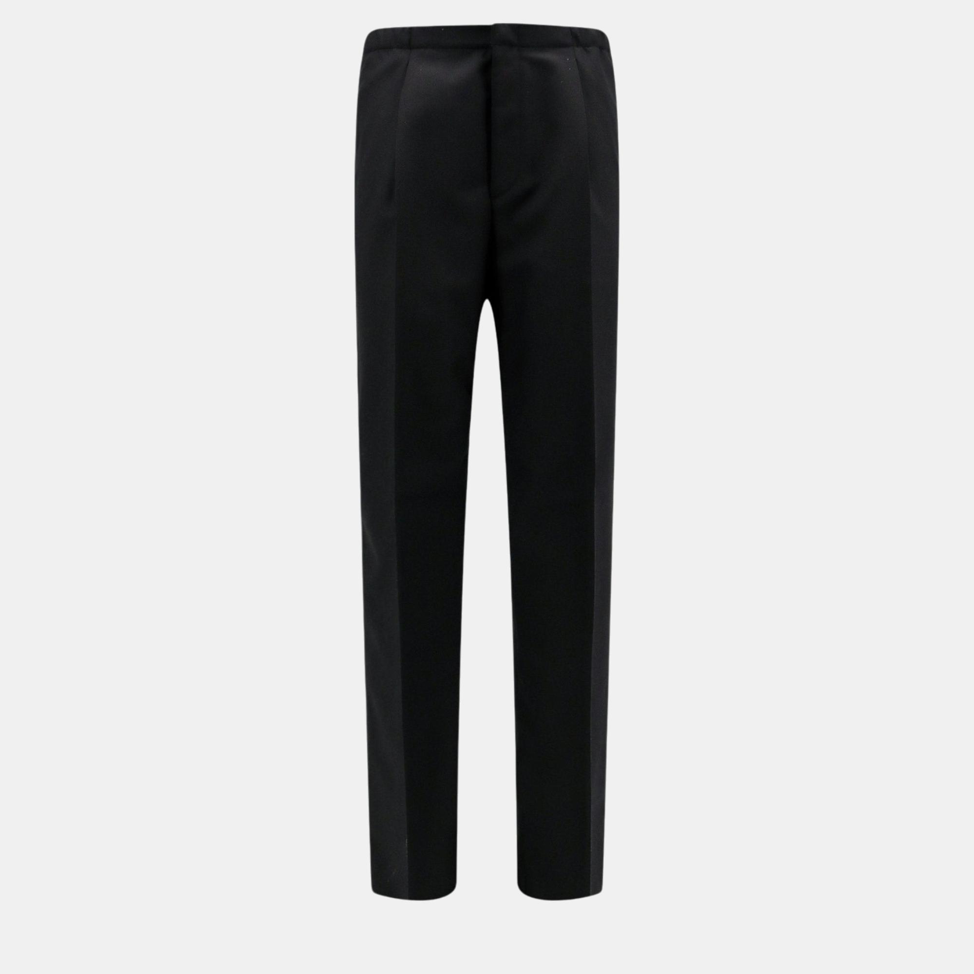 Pre-owned Fendi Black Wool Trouser L