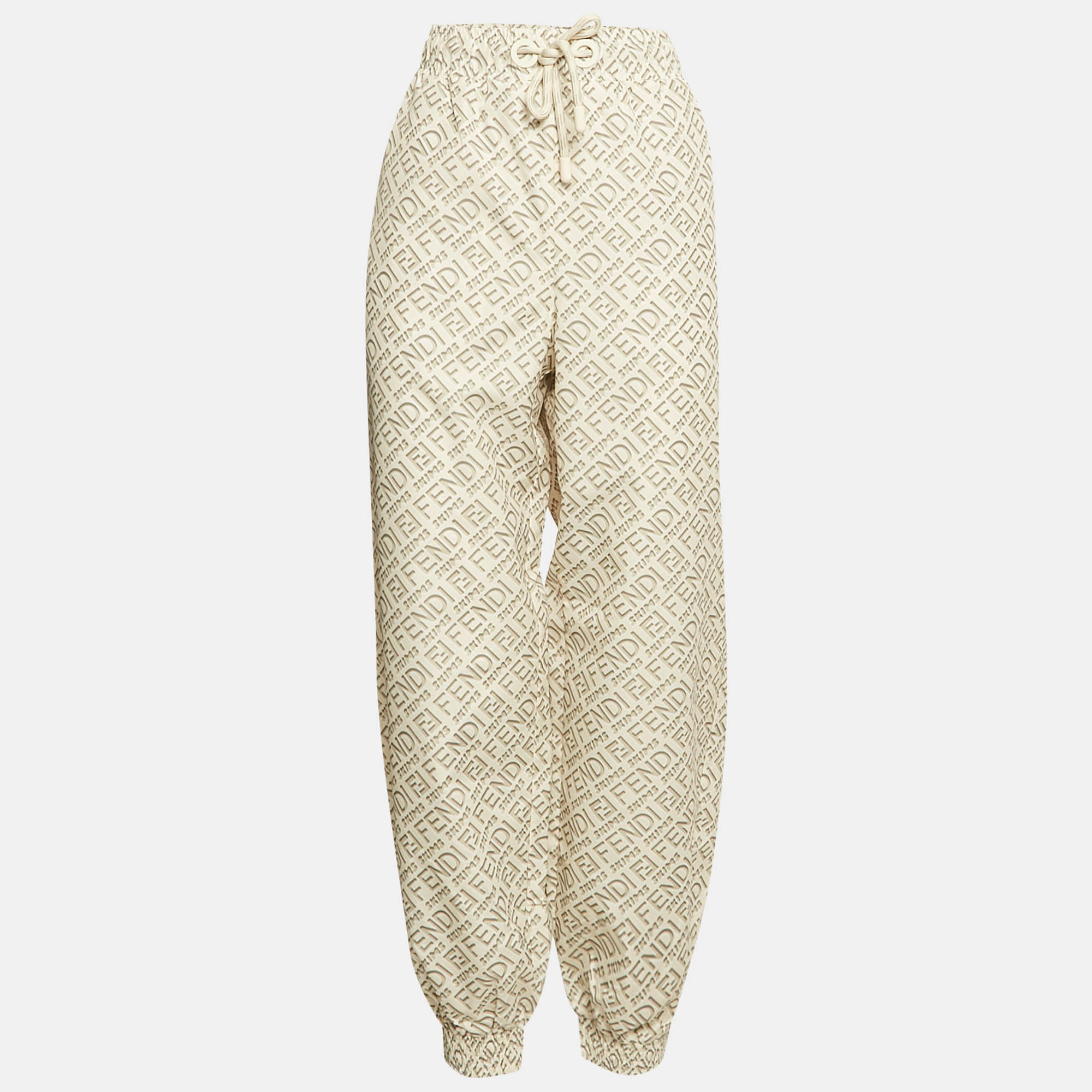 

Fendi X Skims Cream/Green Logo Monogram Synthetic Joggers M